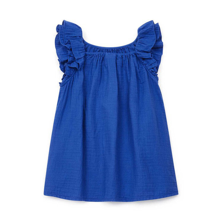 Girls Blue Frill Cotton Top