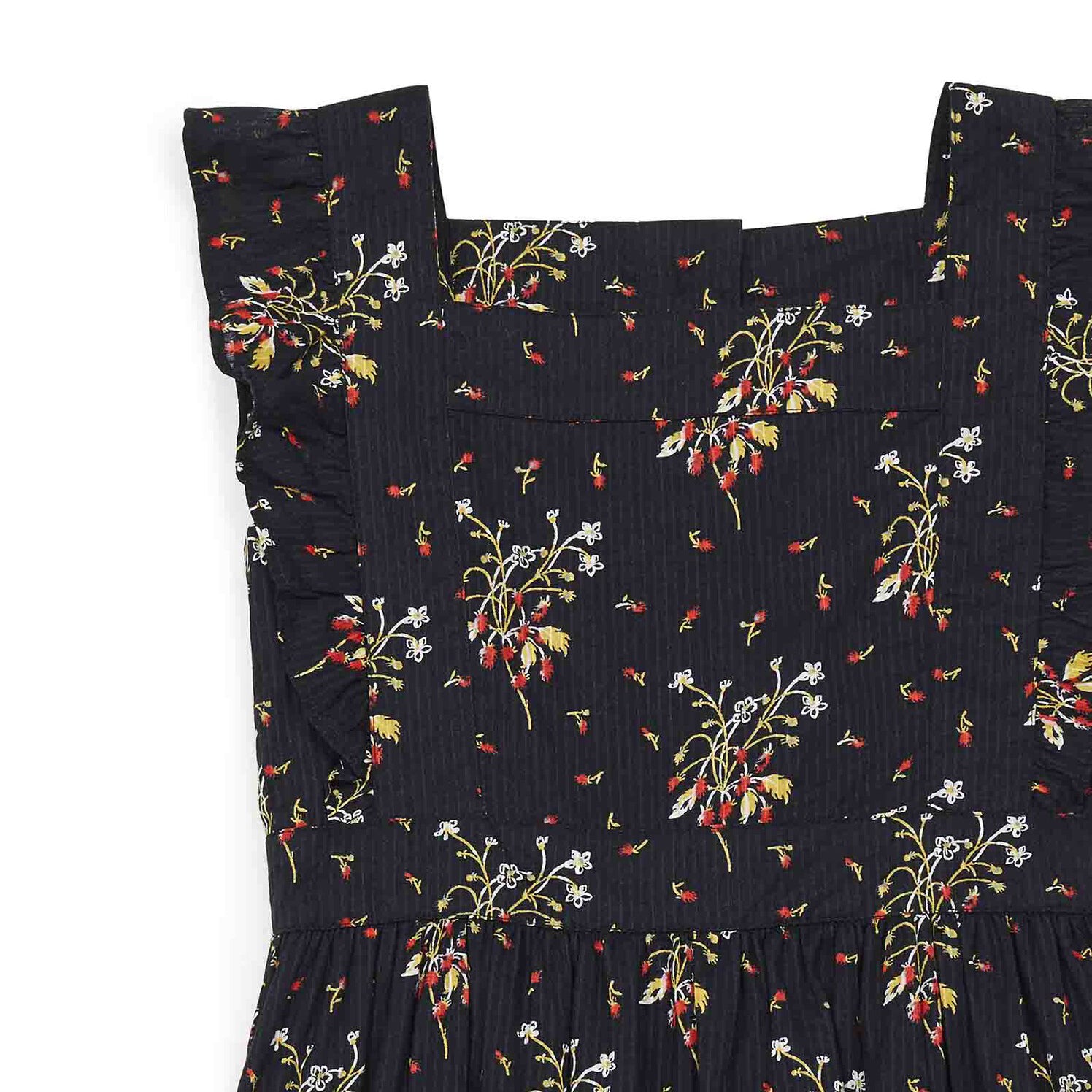 Girls Dark Grey Flower Cotton Dress