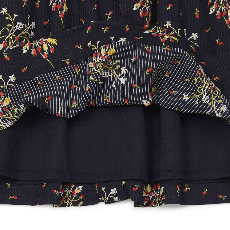 Girls Dark Grey Flower Cotton Dress