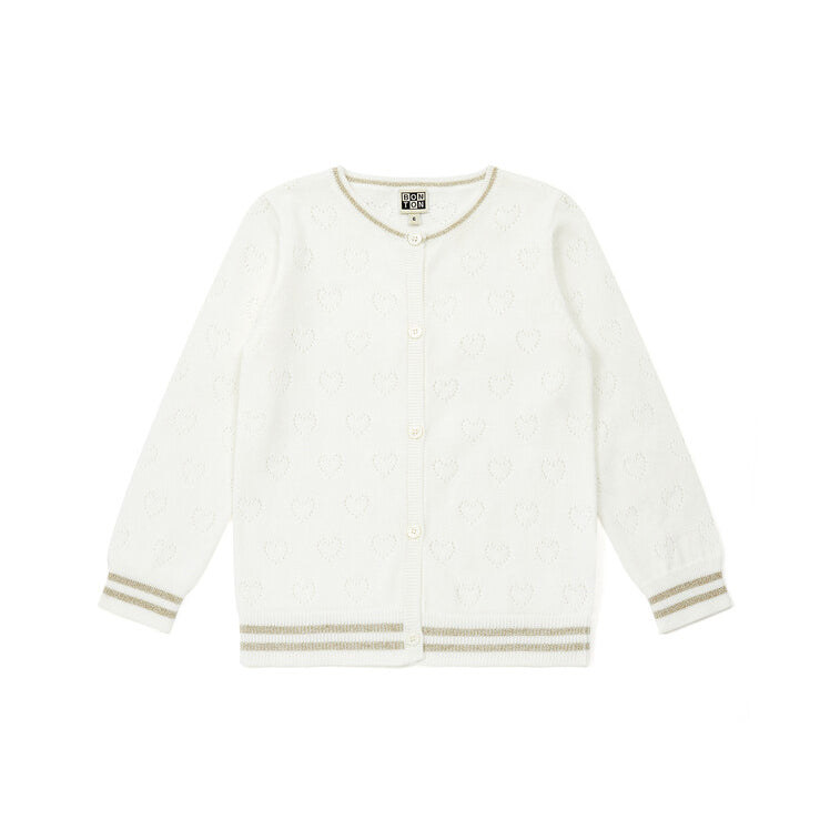 Girls White Cotton Cardigan