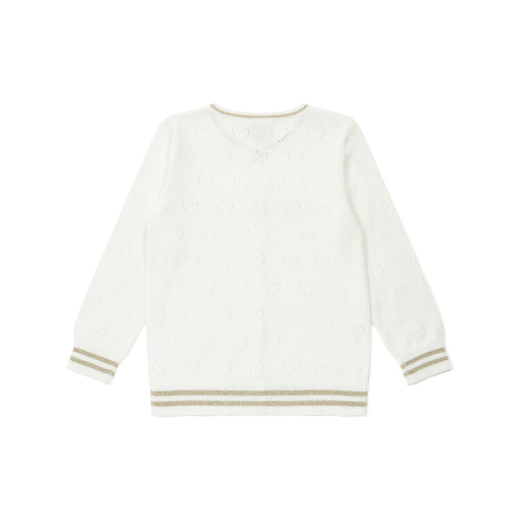 Girls White Cotton Cardigan