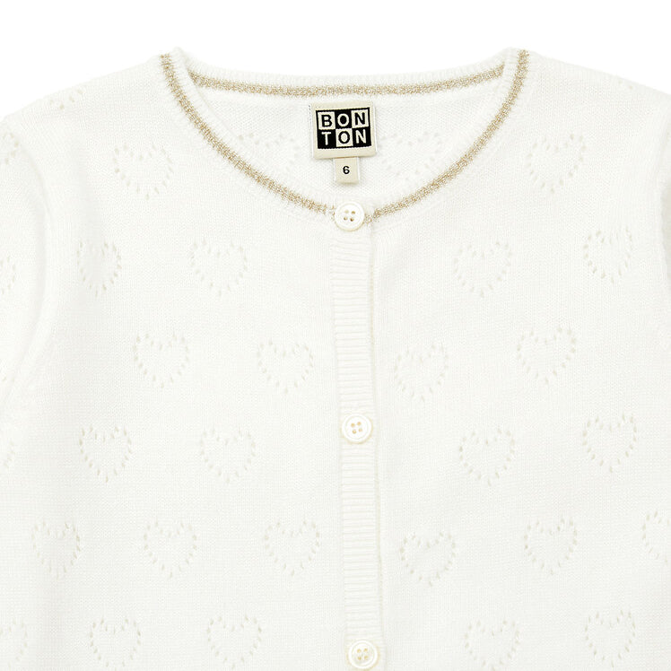 Girls White Cotton Cardigan