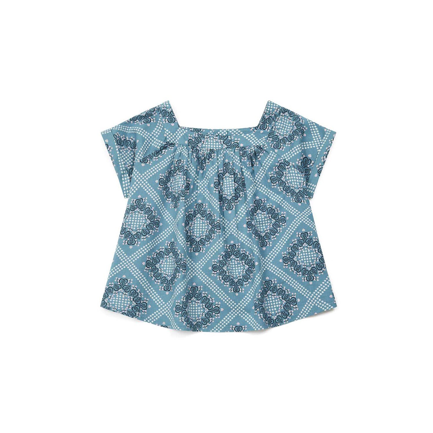 Girls Blue Printing Cotton Top