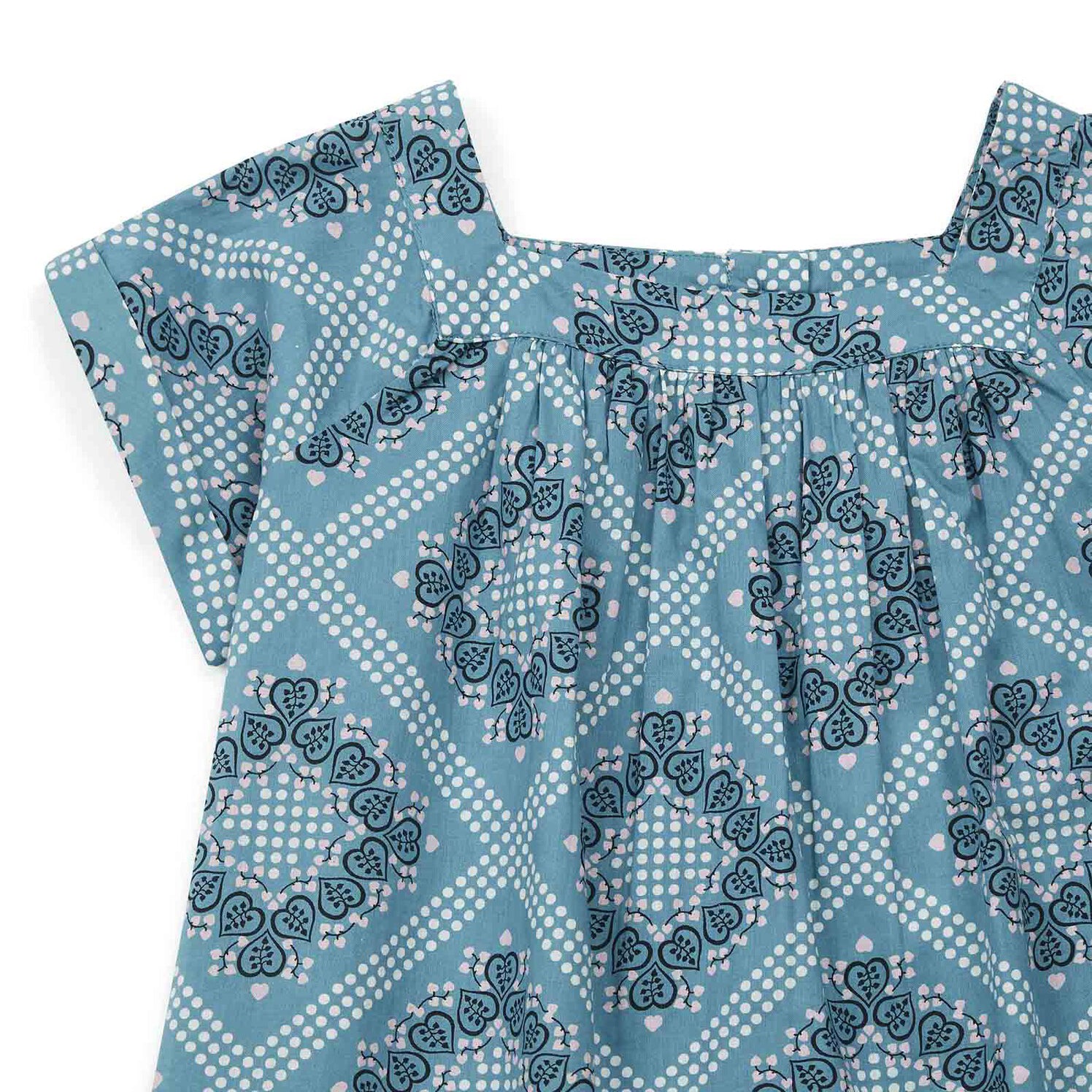 Girls Blue Printing Cotton Top