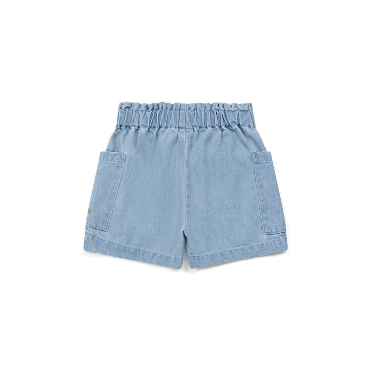 Girls Blue Embroidered Denim Shorts