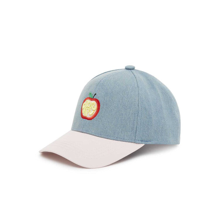 Girls Light Blue Apple Denim Cap