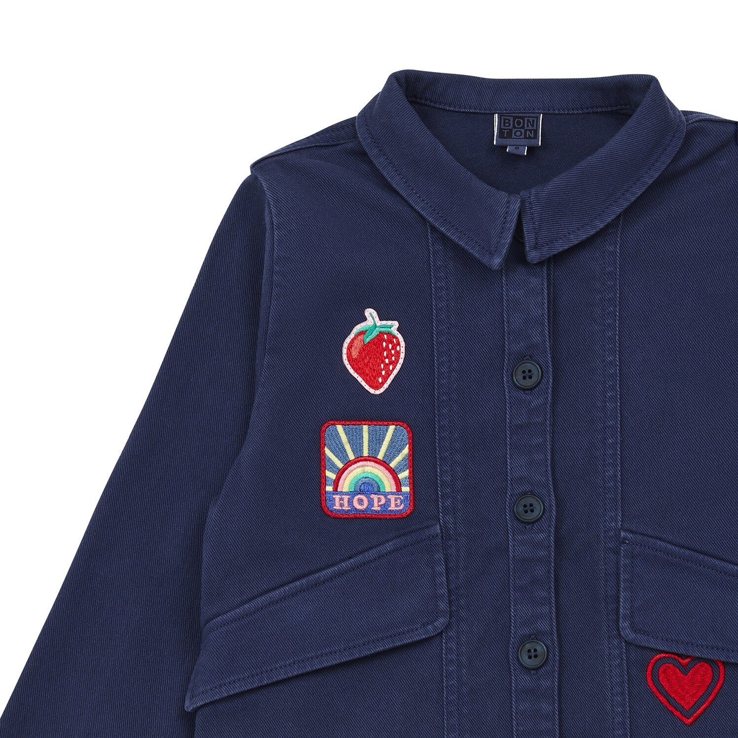 Girls Blue Embroidered Jacket