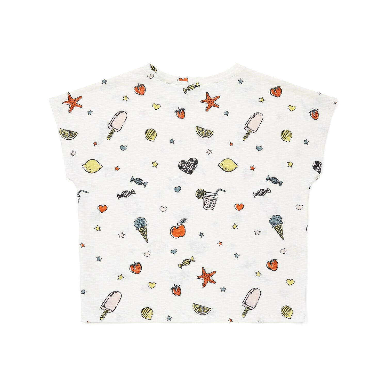 Girls White Painted Cotton T-Shirt