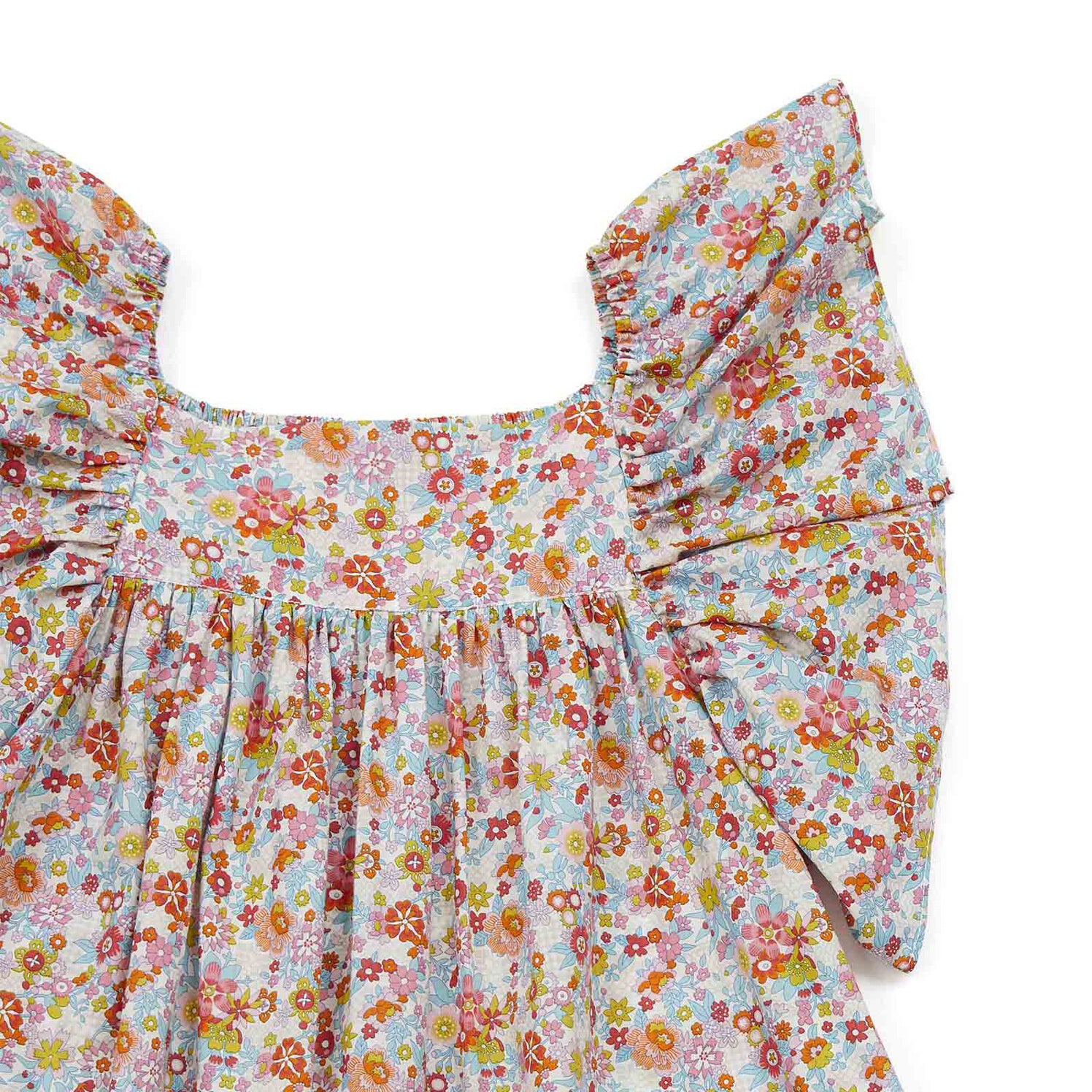 Girls Multicolor Floral Cotton Dress