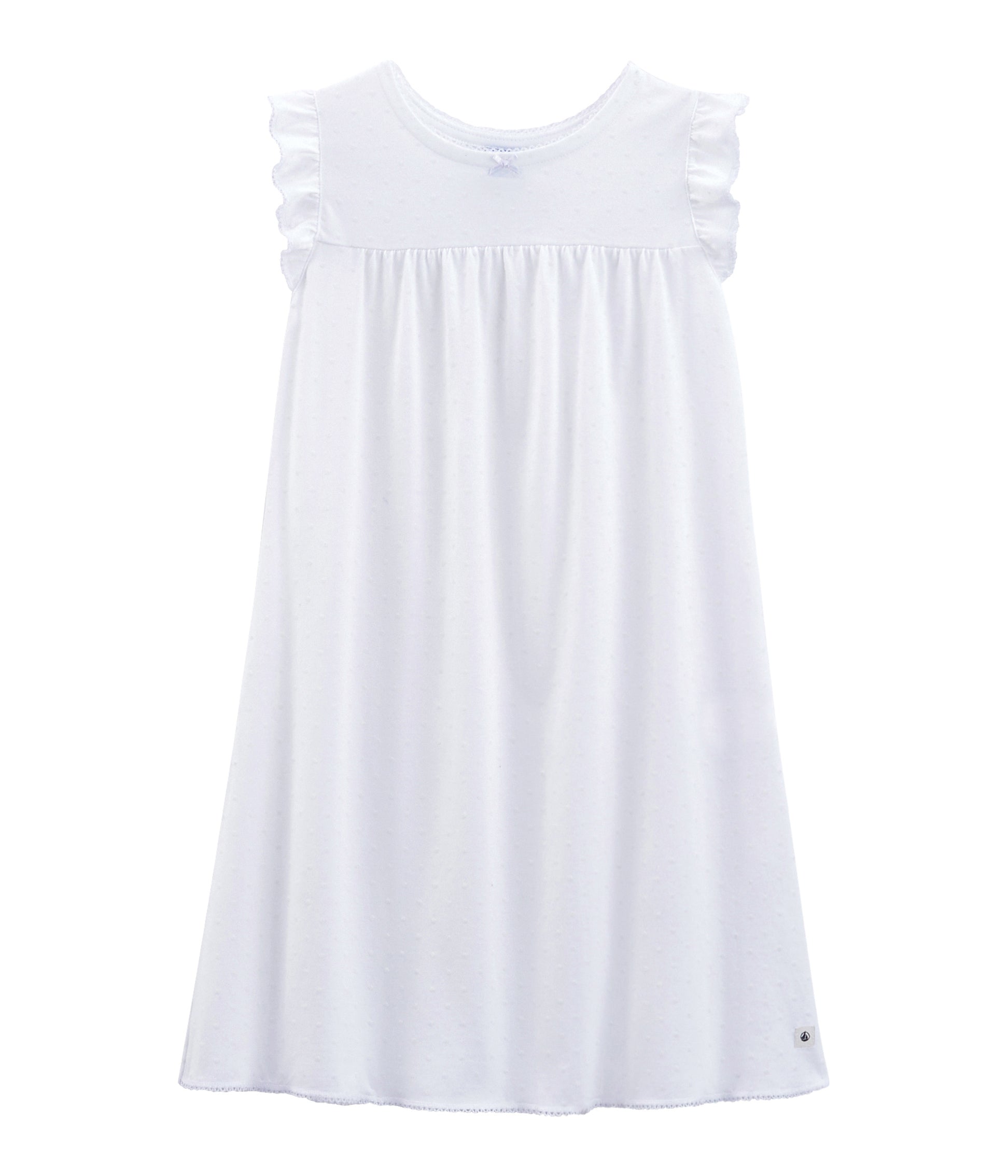 Girls White Cotton Nightwear Dress