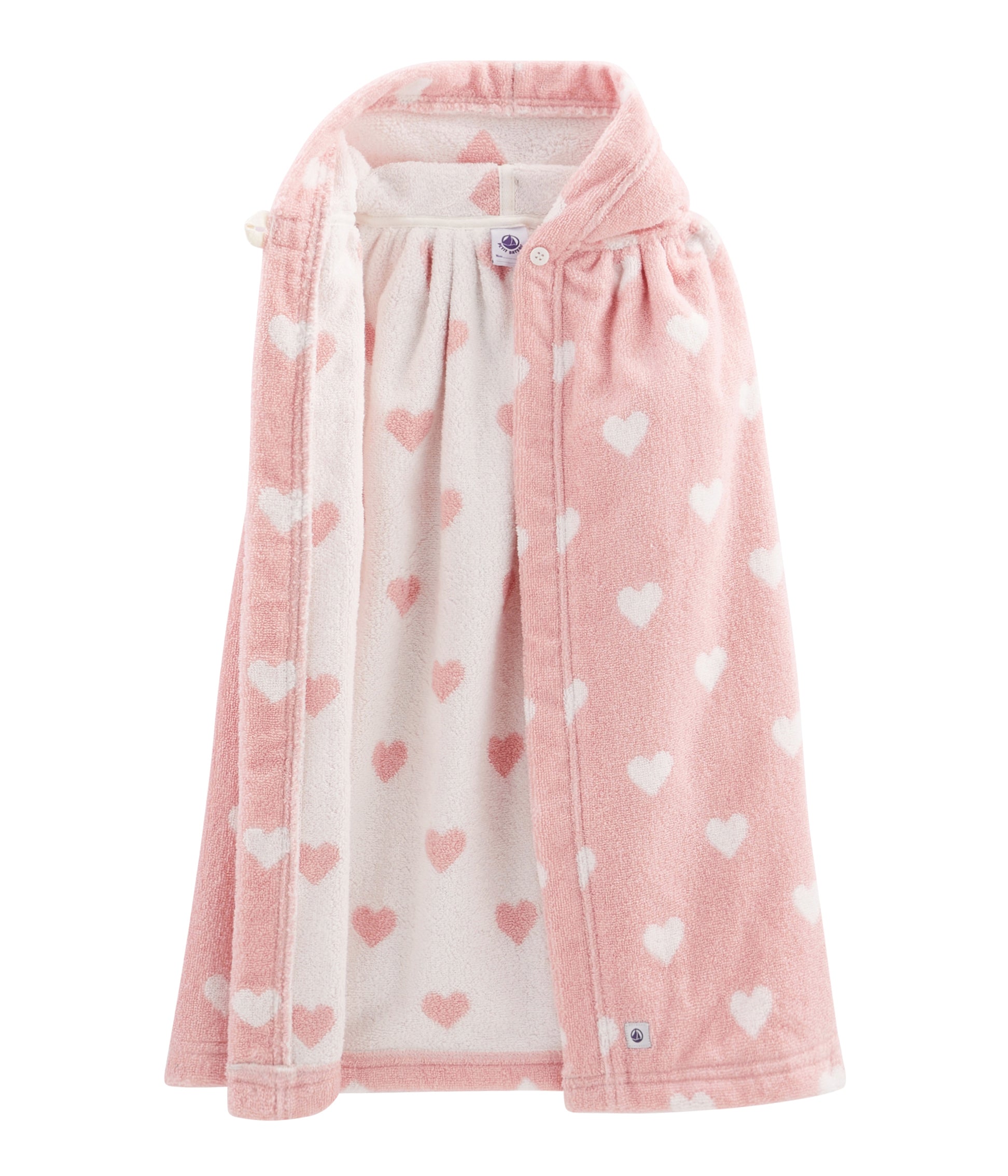 Girls Pink Heart Hooded Bathrobes