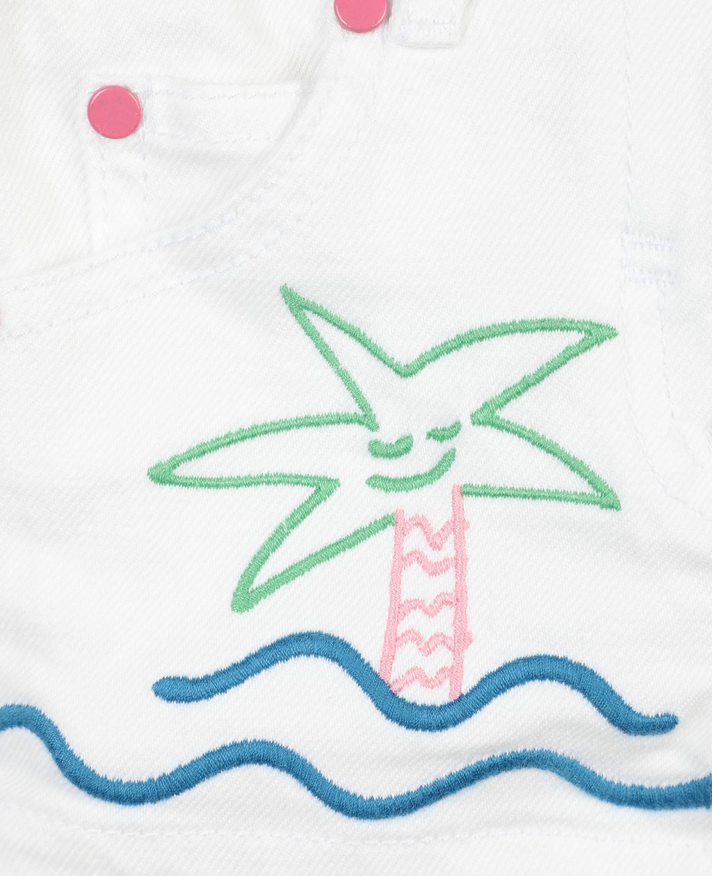 Baby Girls White Embroidered Denim Shorts