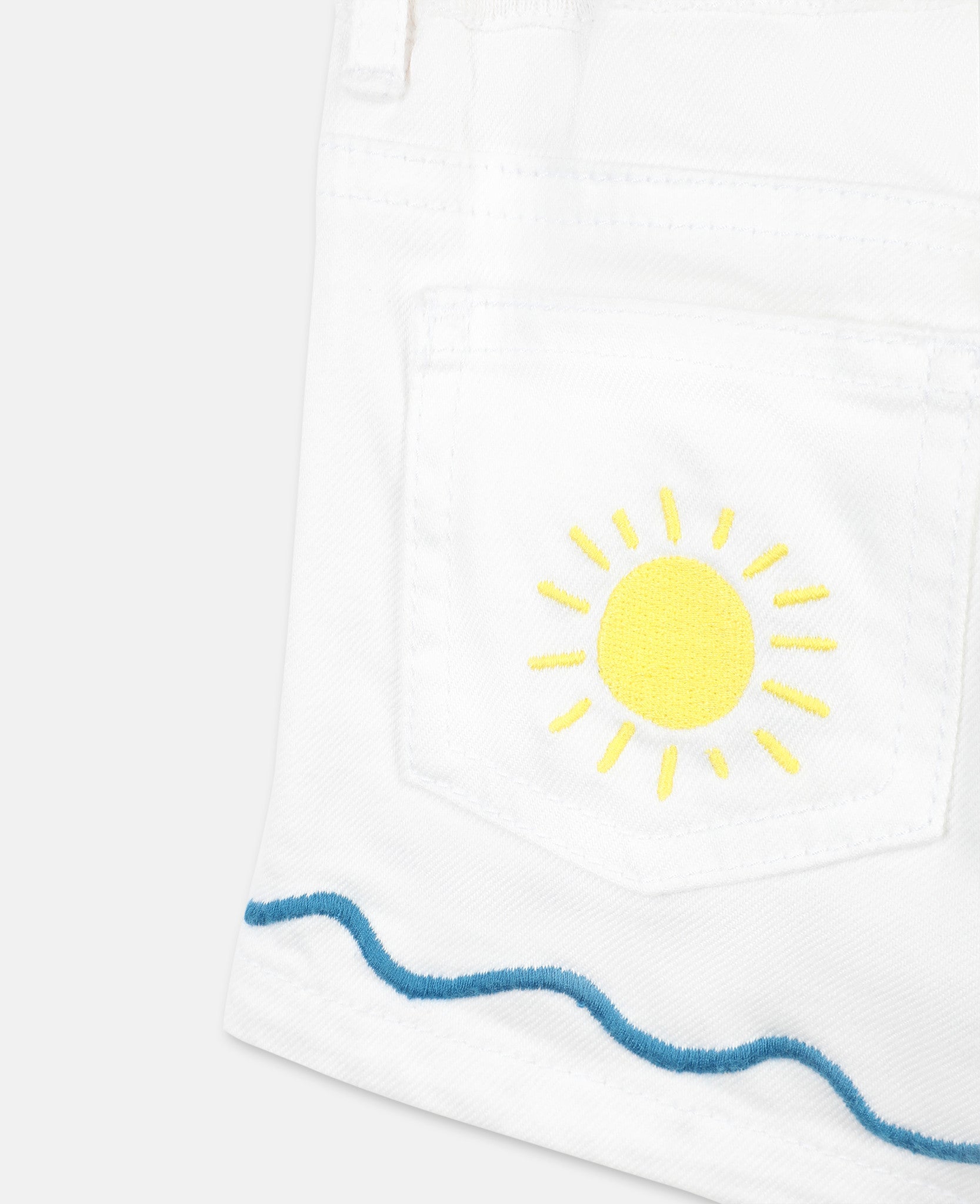 Baby Girls White Embroidered Denim Shorts
