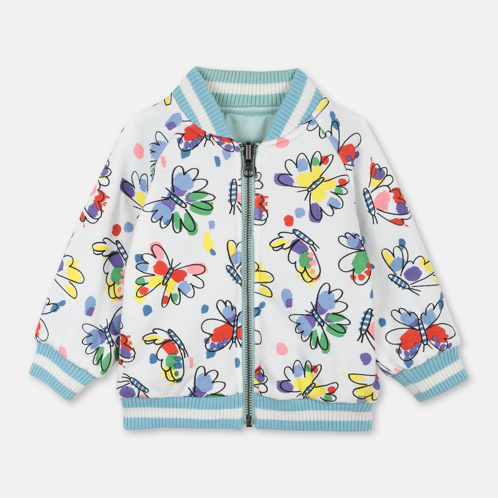 Baby Girls Mint Butterfly Reversible Jacket