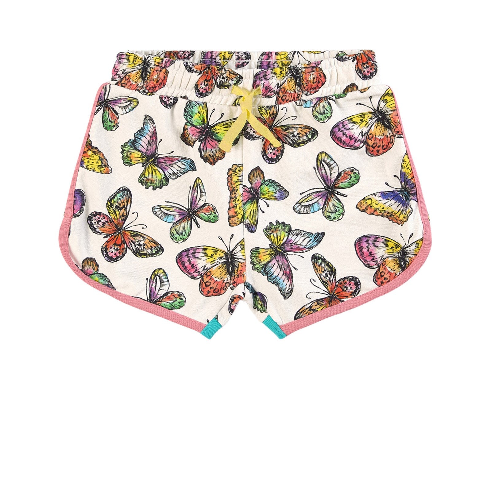 Girls White Butterfly Cotton Shorts