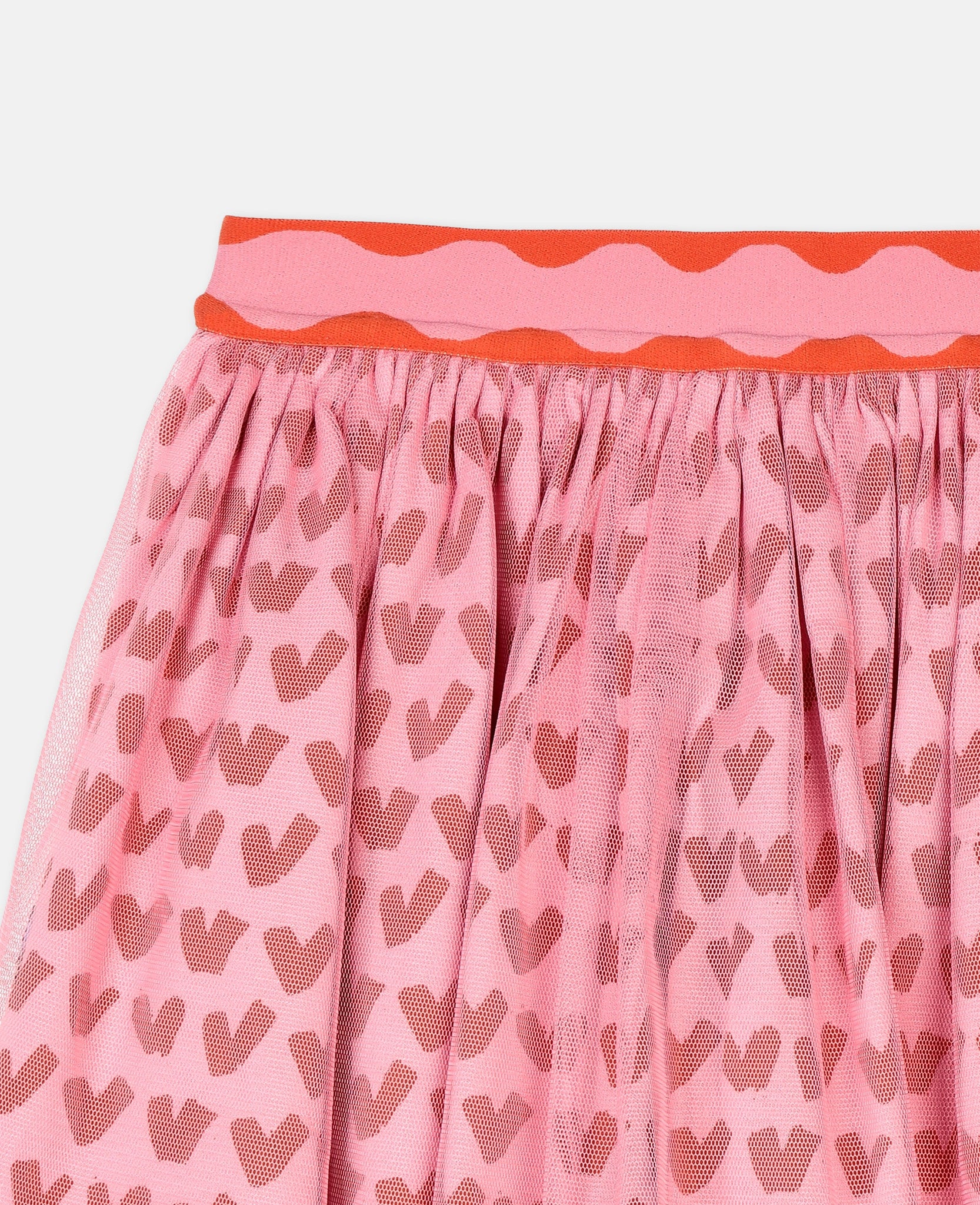 Girls Pink Heart Tulle Skirt