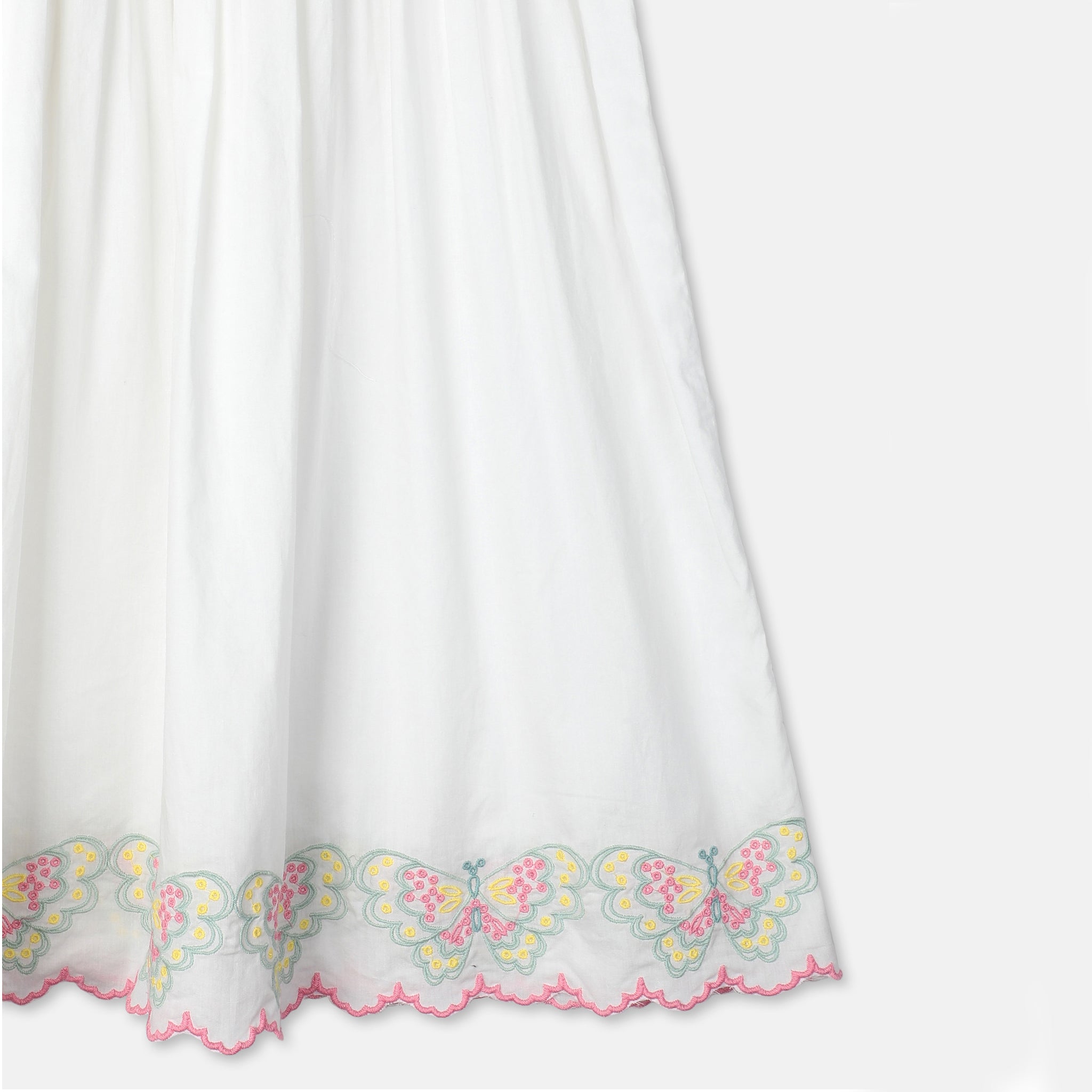 Girls White Butterfly Cotton Dress
