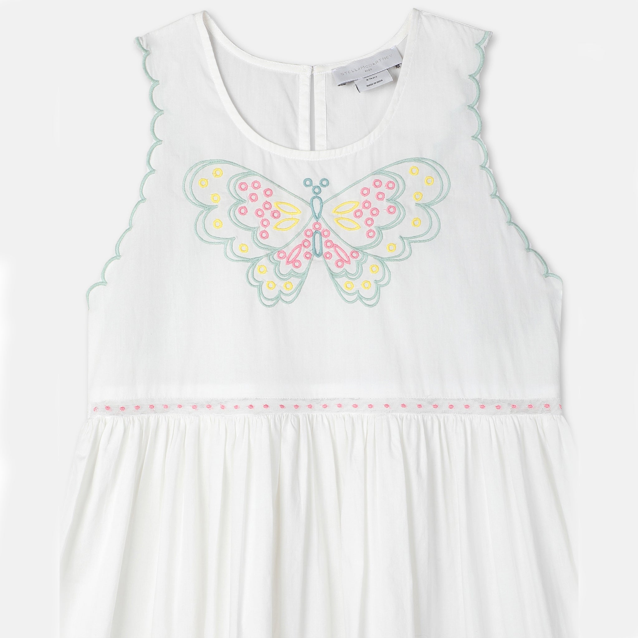 Girls White Butterfly Cotton Dress