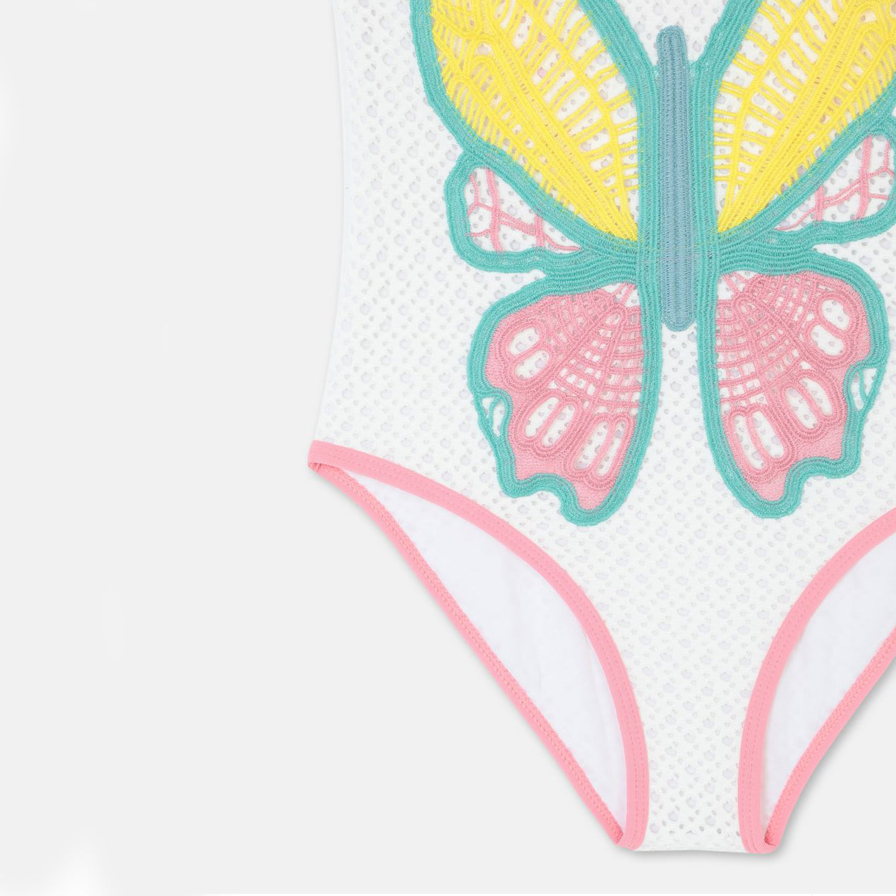 Girls White Butterfly Swimsuit