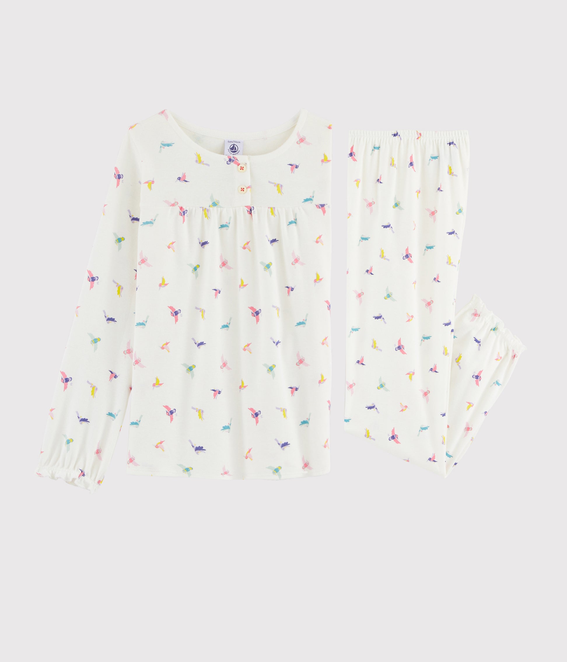 Girls White Birds Cotton Nightwear Set