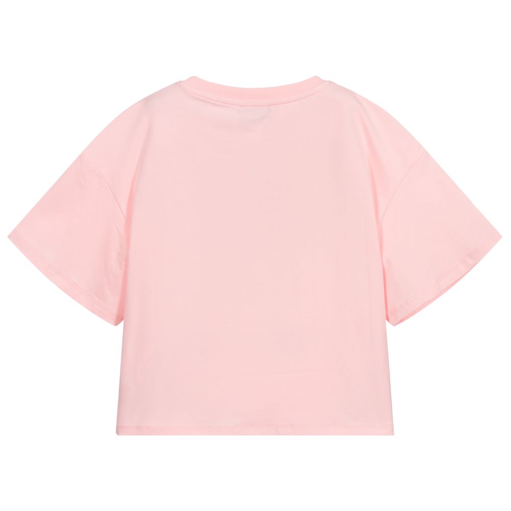 Girls Pink Logo Cotton T-Shirt