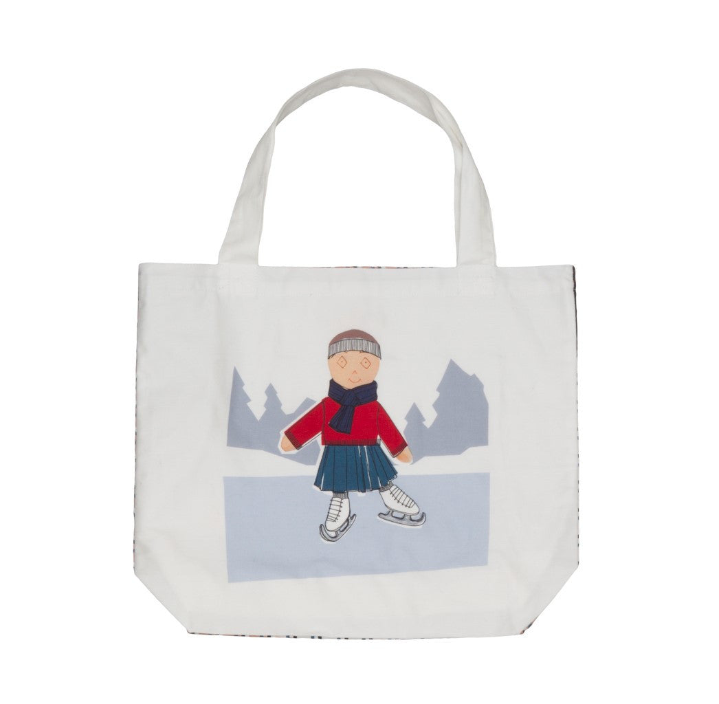 Girls White Fancy Printed & Check Trims Bag - CÉMAROSE | Children's Fashion Store - 1