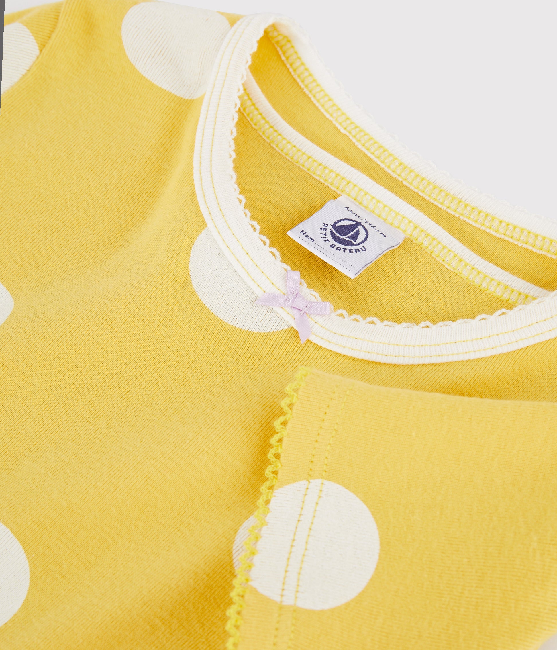 Girls Yellow Dots Cotton Nightwear set