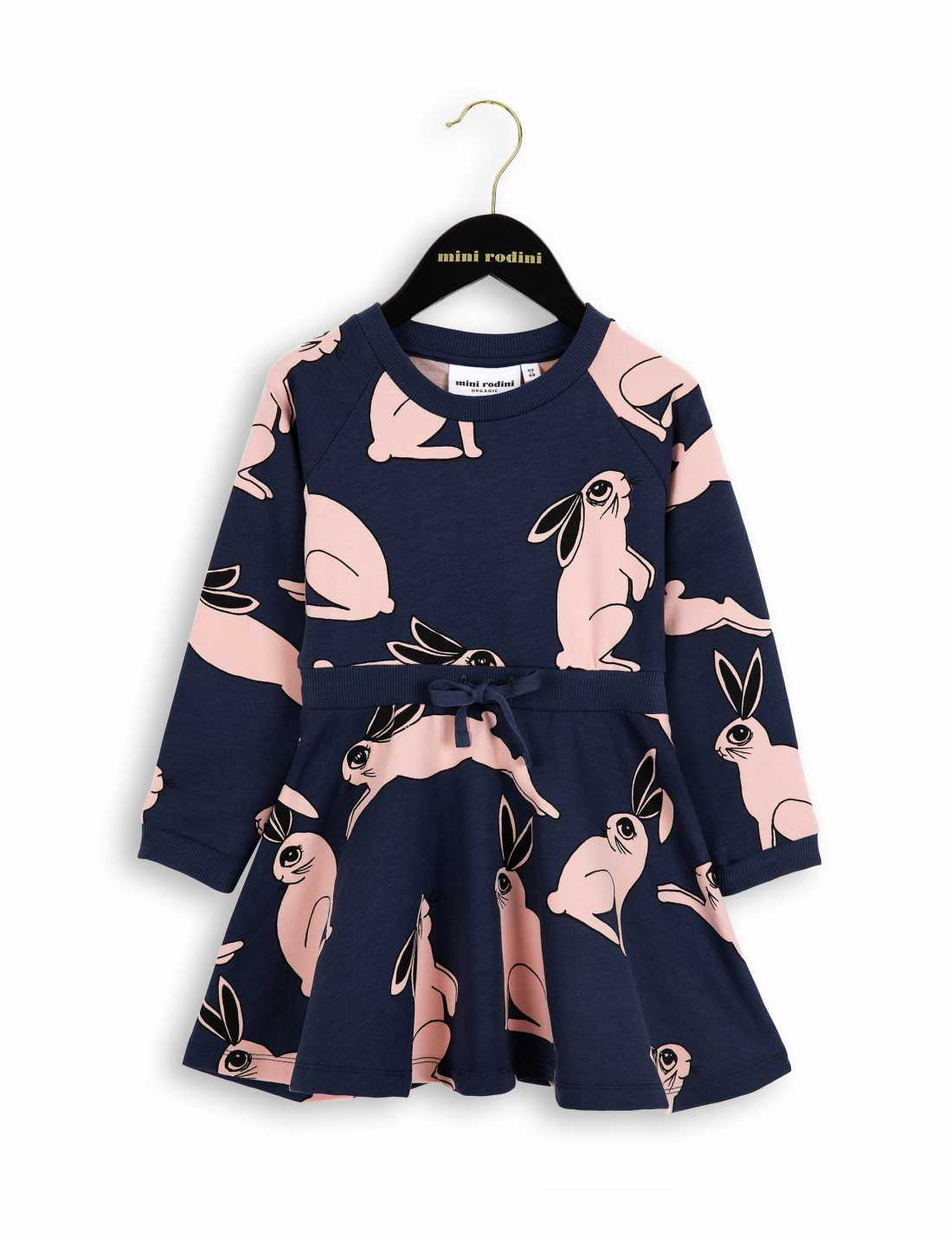 Girls Dark Blue Hare Organic Cotton Dress - CÉMAROSE | Children's Fashion Store - 1