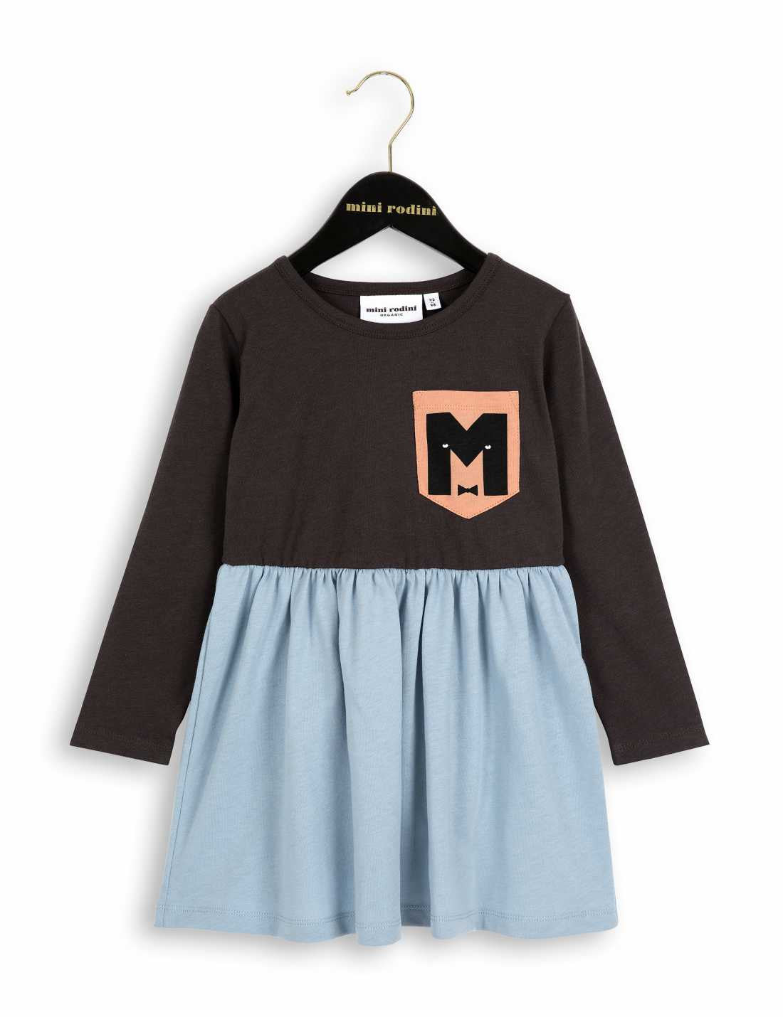 Girls Black & Light Blue Organic Cotton Dress - CÉMAROSE | Children's Fashion Store - 1