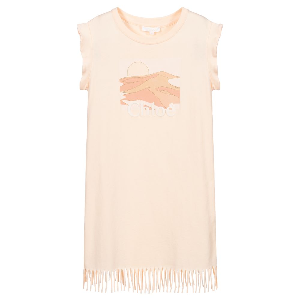 Girls Pink Logo Cotton Dress