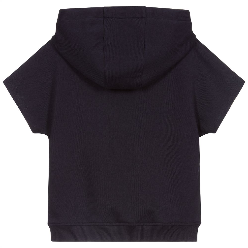 Girls Navy Blue Logo Cotton Sweatshirt