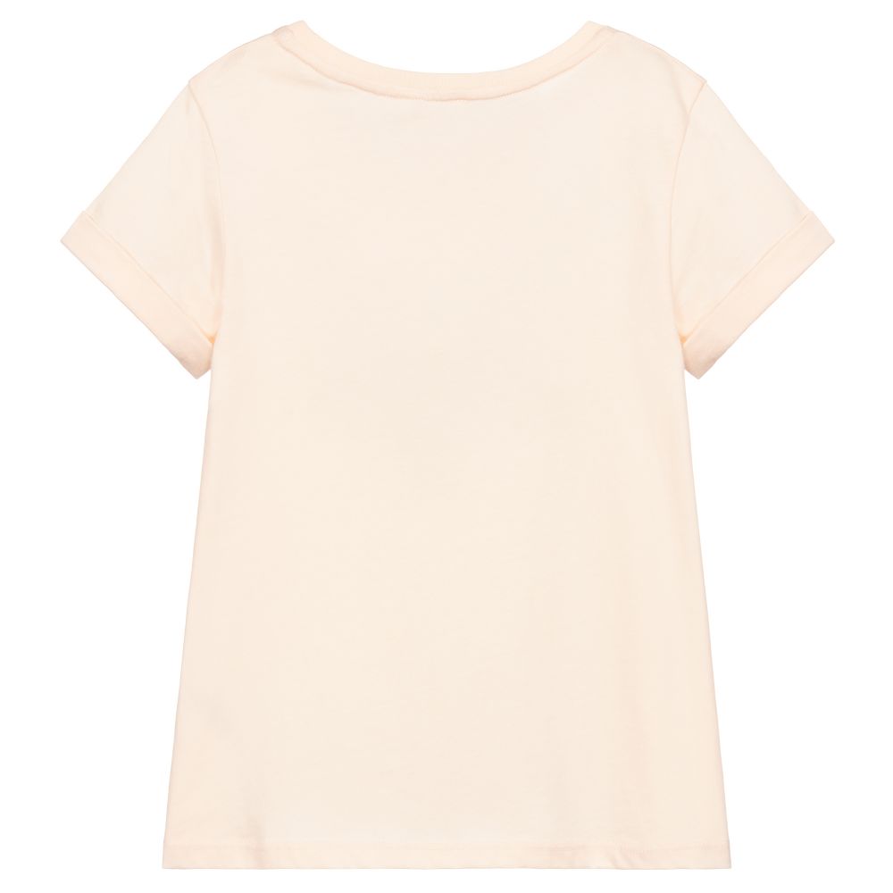 Girls Pale Pink Logo Cotton T-Shirt