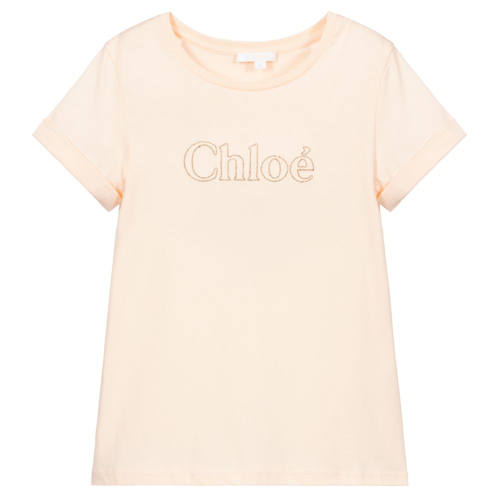 Girls Pale Pink Logo Cotton T-Shirt