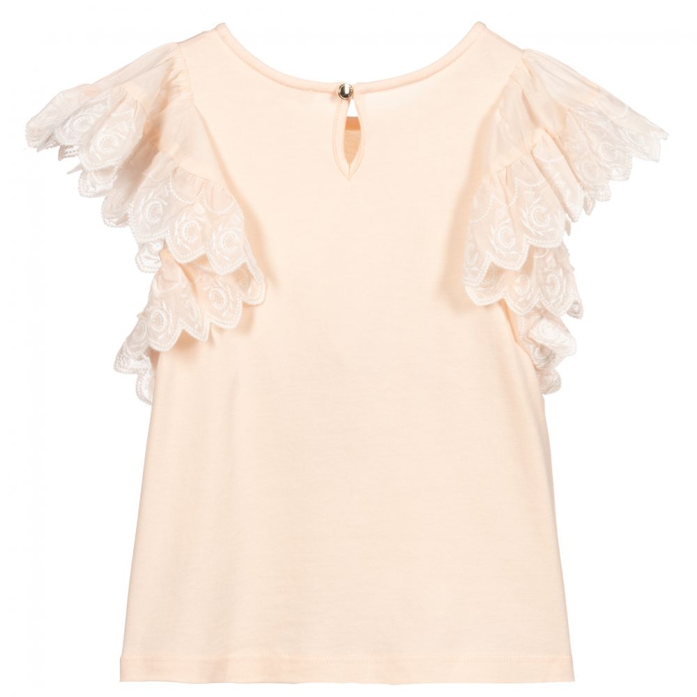 Girls Pink Ruffle Cotton Top