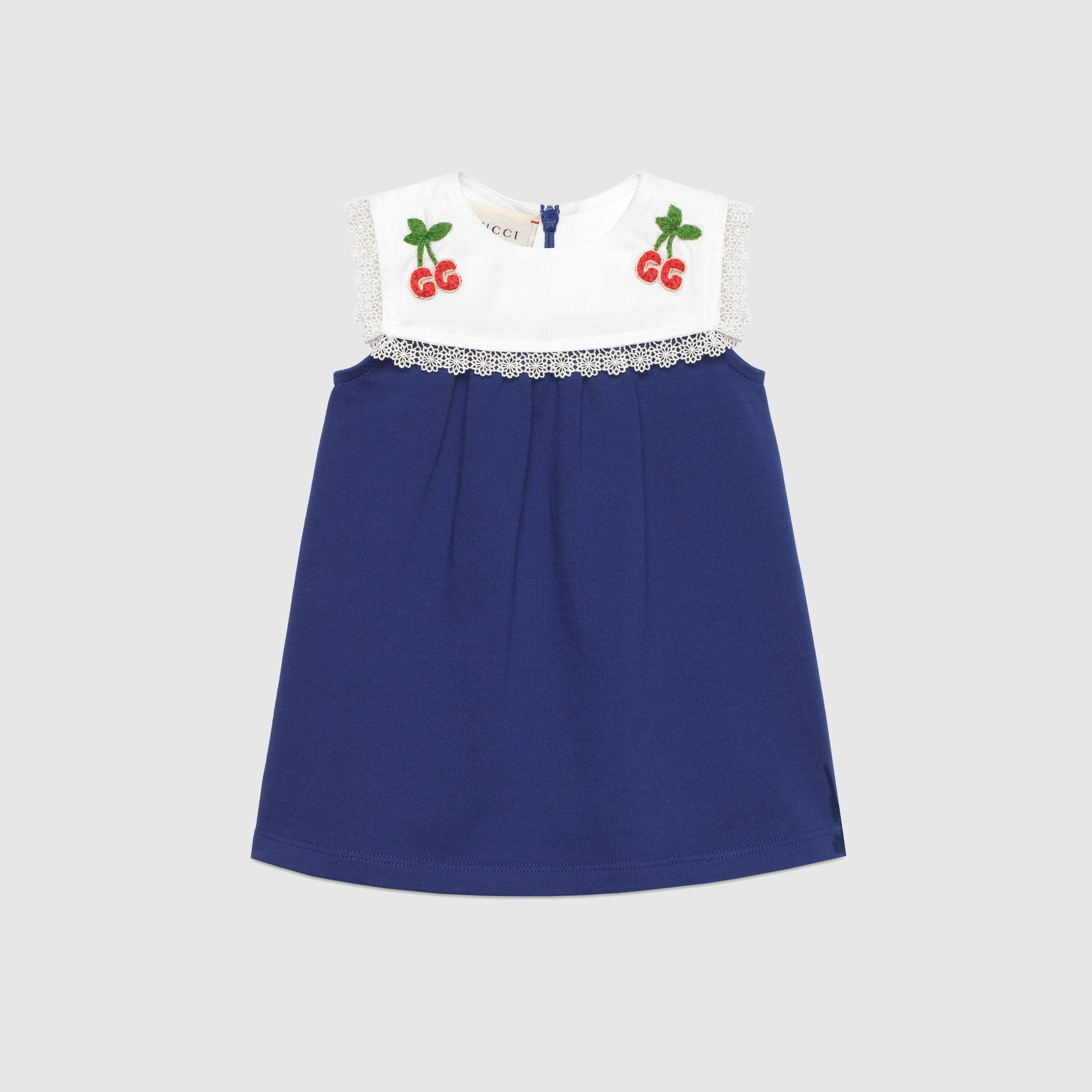 Baby Girls Blue GG Cherry Cotton Dress