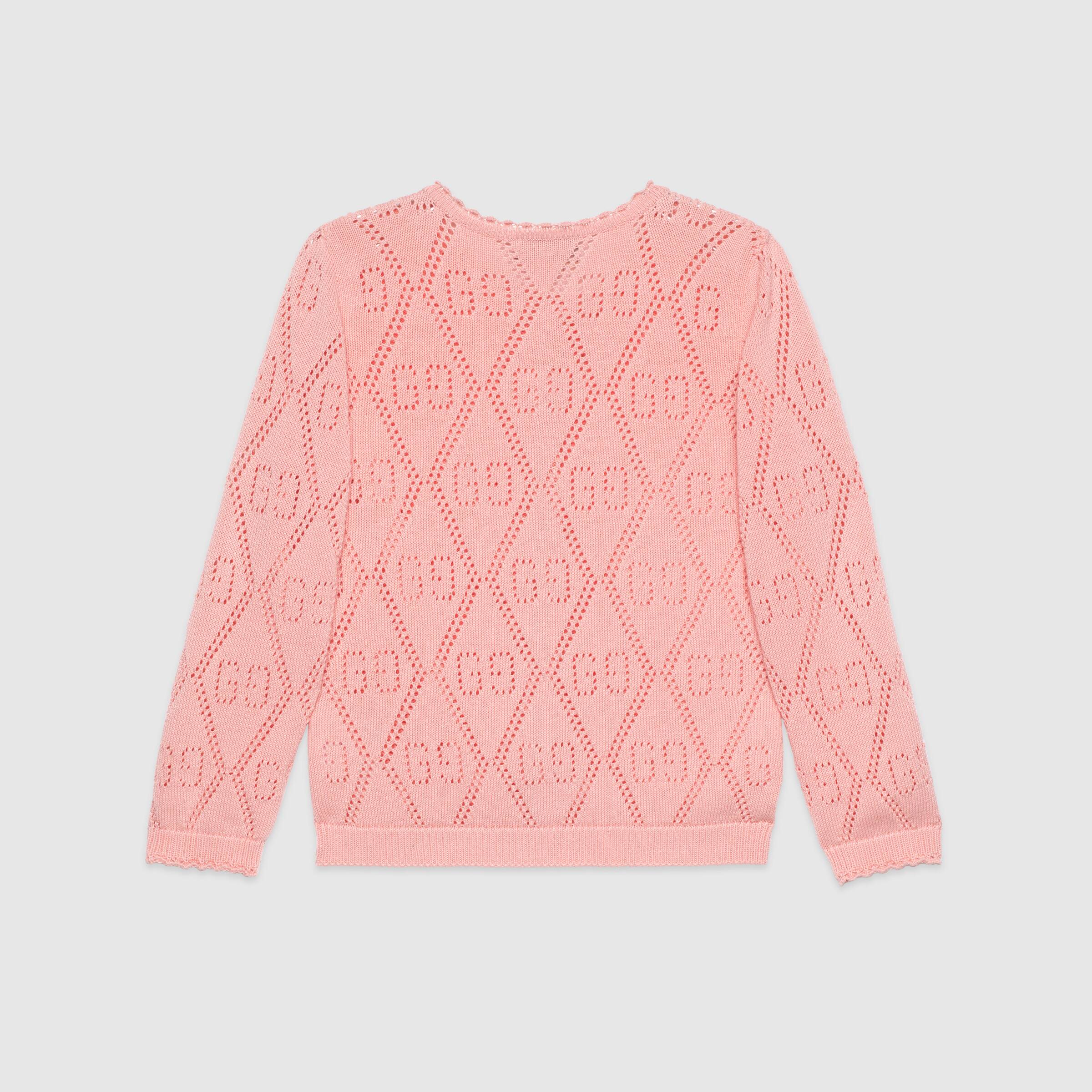 Girls Pink GG Logo Cotton Cardigan