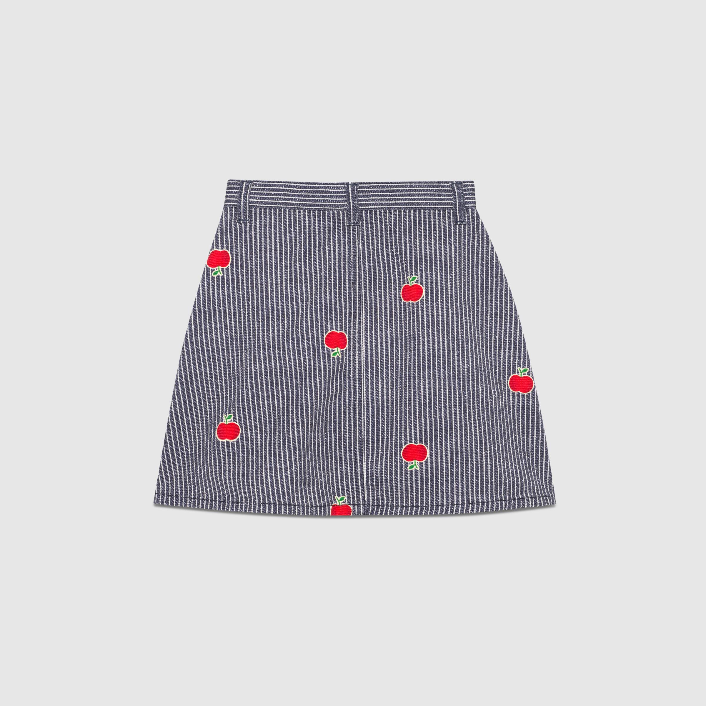 Girls Blue Stripes Denim Skirt