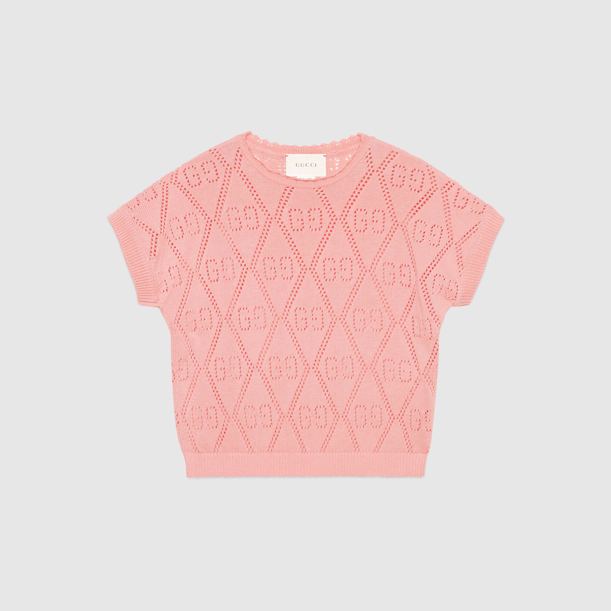 Girls Pink GG Knit Sweater