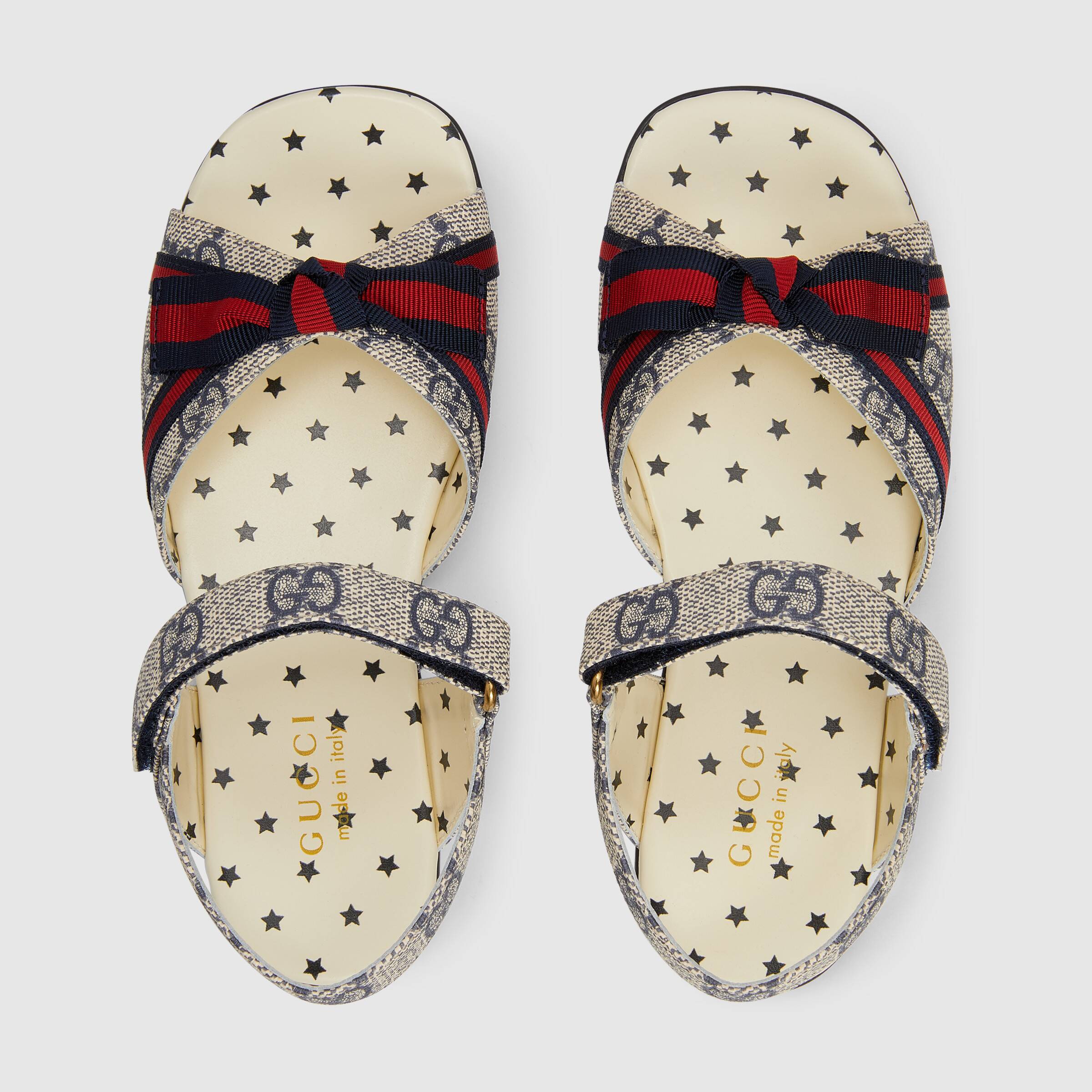 Girls Beige & Blue Logo Sandals