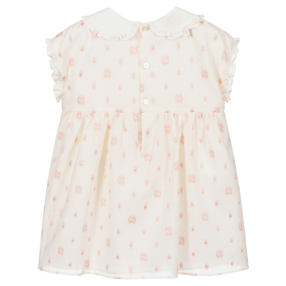 Baby Girls Ivory Logo Cotton Dress