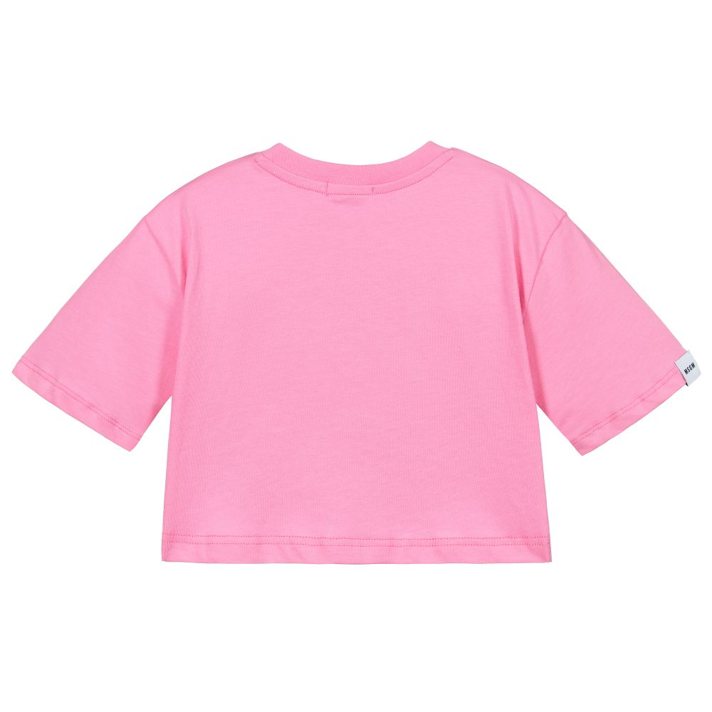 Girls Pink Logo Cotton T-Shirt