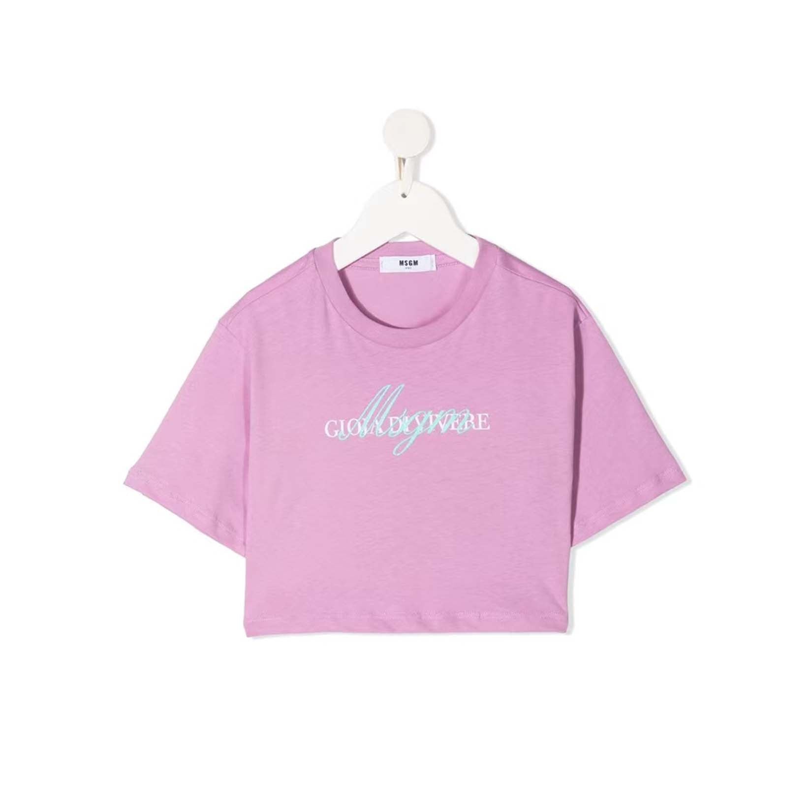 Girls Lilac Logo Cotton T-Shirt