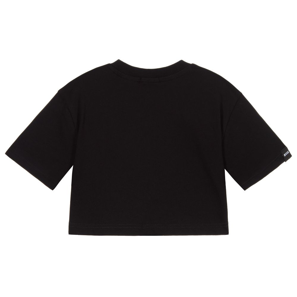 Girls Black Logo Cotton T-Shirt