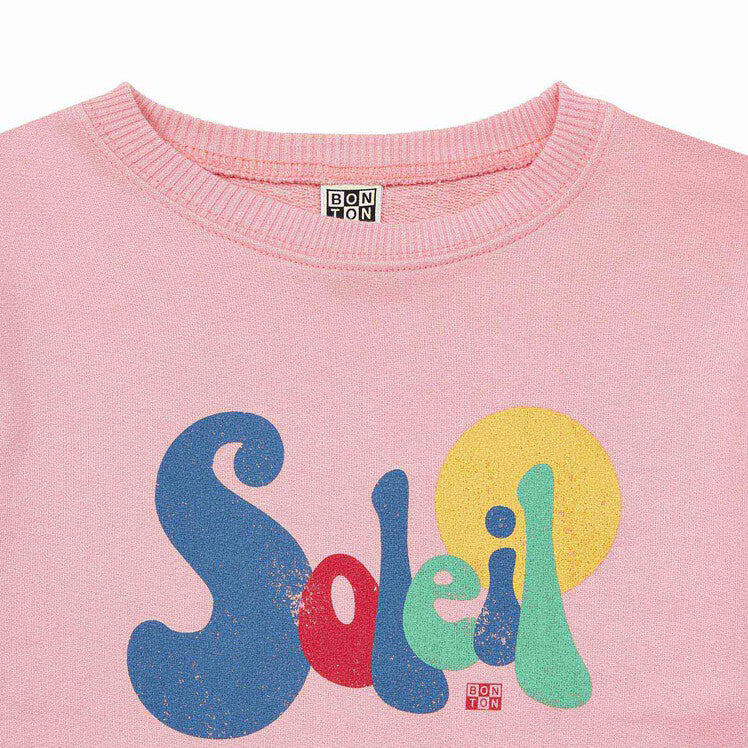 Girls Pink Logo Cotton Sweatshirt