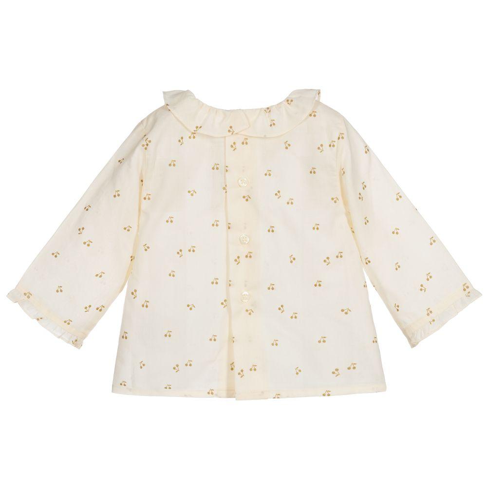 Girls Beige Logo Cotton Top