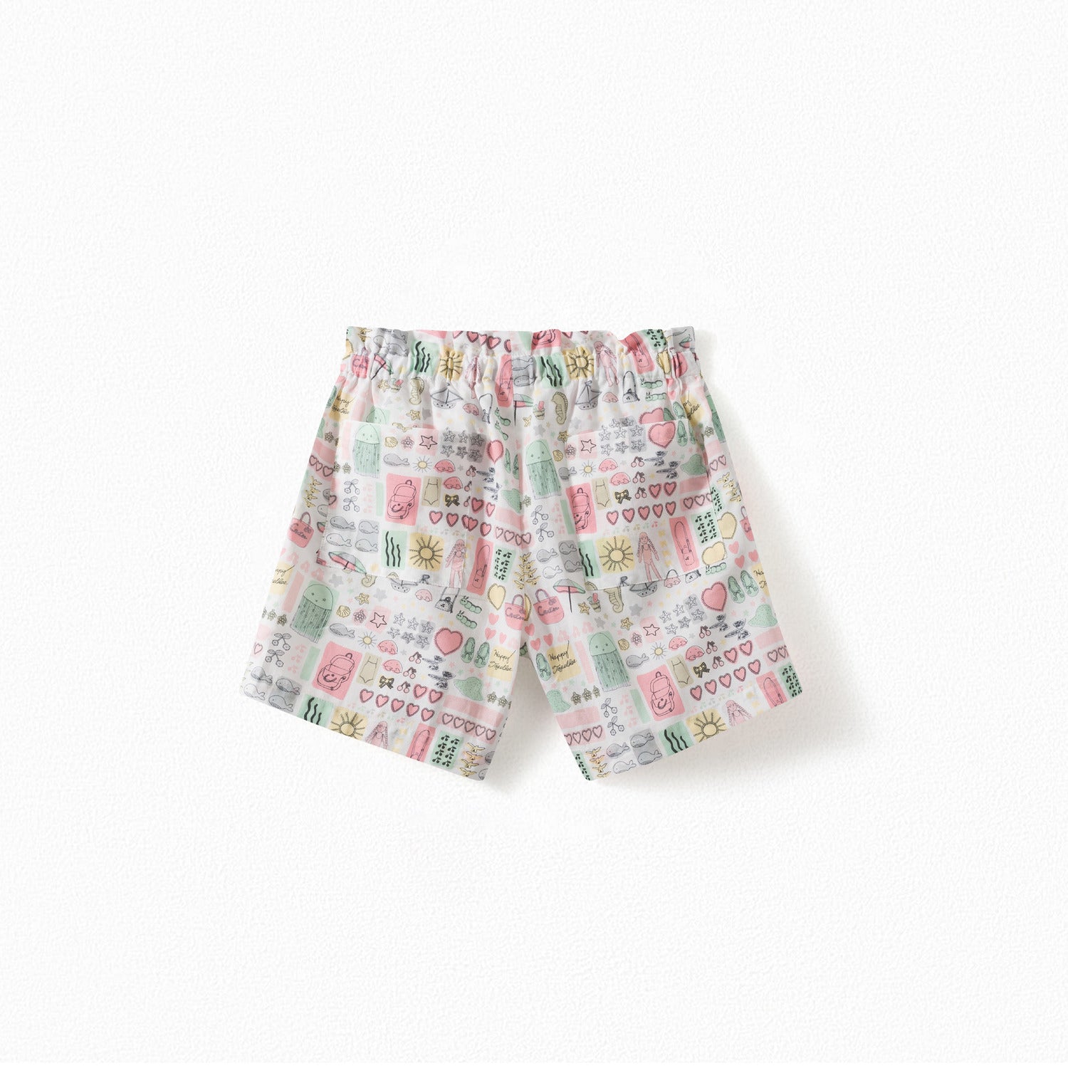 Girls Pink Painted Cotton Shorts