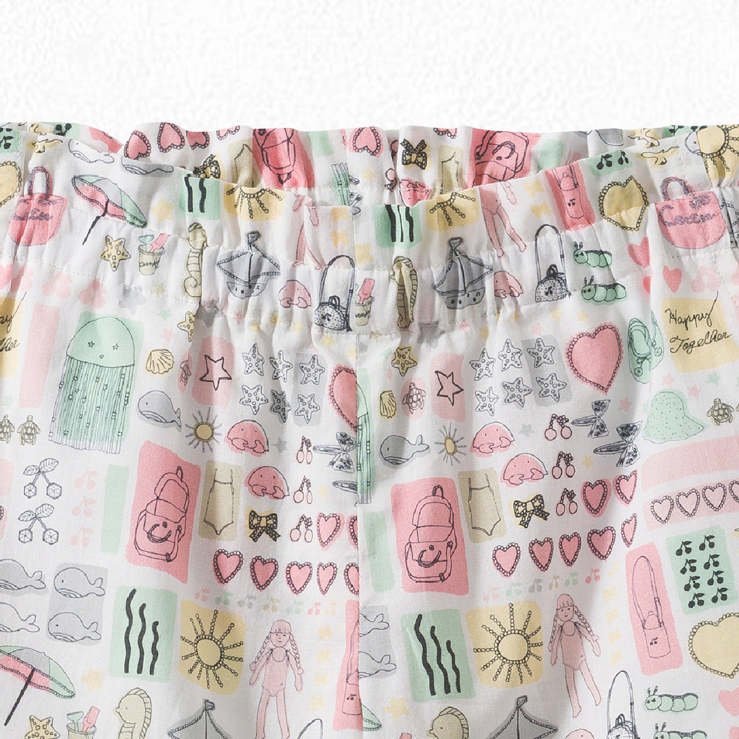 Girls Pink Painted Cotton Shorts