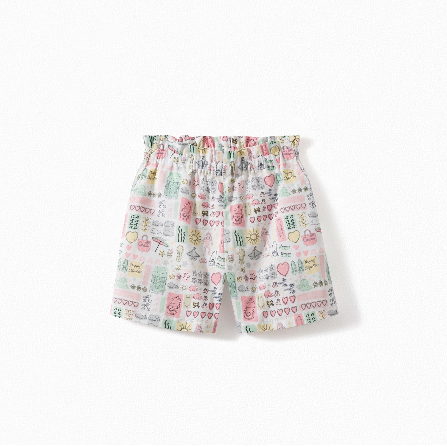 Girls Pink Painted Cotton Shorts