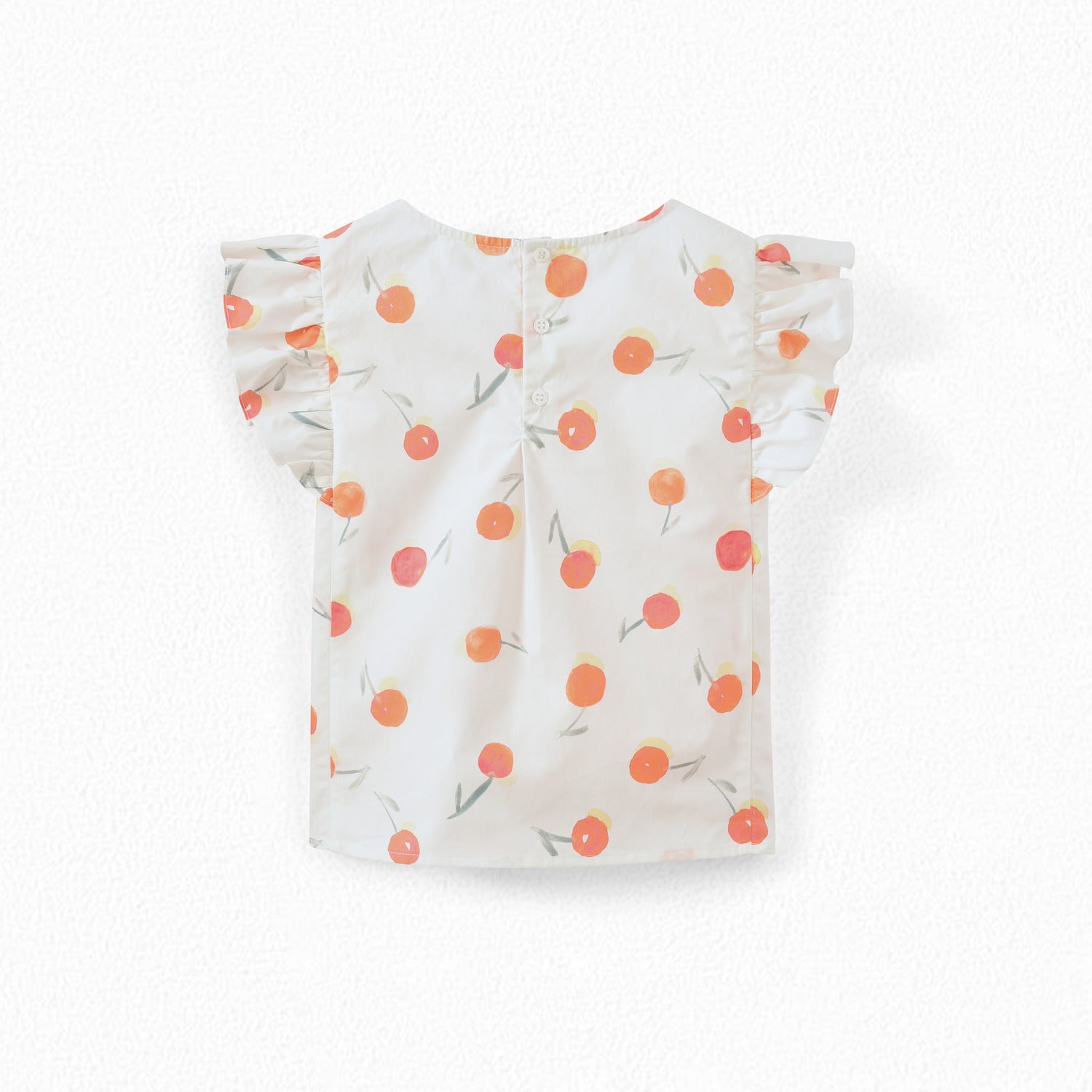 Girls White Cherry Cotton Top