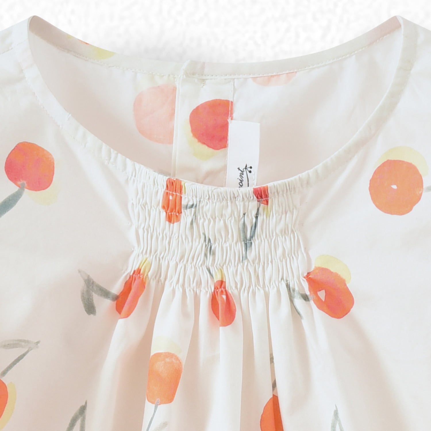 Girls White Cherry Cotton Top
